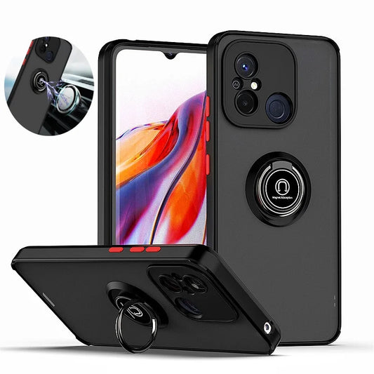 Funda For Xiaomi Redmi 12C 4G Case Armor Magnetic Holder Ring Bracket Case For Redmy 12C 12 C Redmi12C Matte Hard PC Back Cover