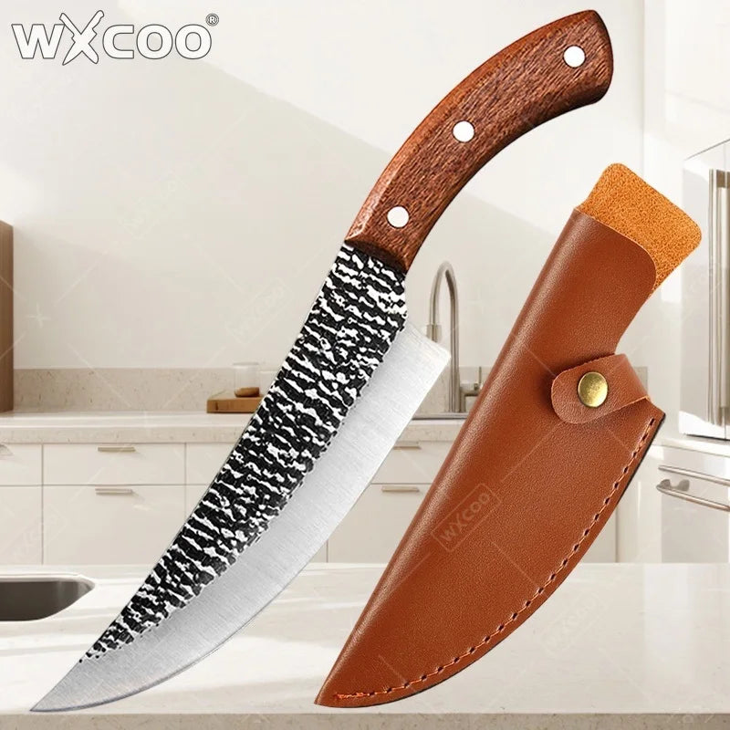 WXCOO Professional Kitchen Chef Boning Knife Forged Stainless Steel Handmade Fishing Knife Meat Cleaver Butcher Knife