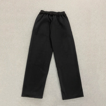 Men's Black Gothic Letter Print Wide Leg Sweatpants Y2K Streetwear Casual Trousers S-XL Summer New