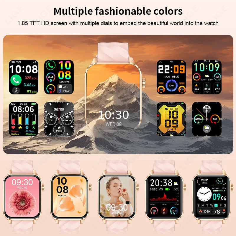 LIGE Smartwatch dla mężczyzn i kobiet Luksusowy Wodoszczelny Zegarek Sportowy z Pełnym Ekranem Dotykowym Smartwatch Fitness dla Xiaomi Huawei Android iOS iPhone