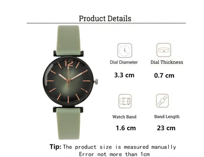 Fashion Ladies Sports Simple Black Dial Quartz Watch Casual 2023 Hot Sale Green Silicone Strap Women Clock Dress Wristwatches