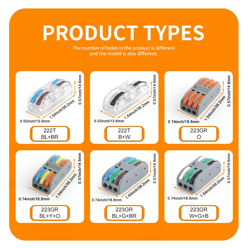 DIY GO 25PCS Universal Compact Fast BUTT Wire Connector Push-in Lever Splice Terminal Block 2/3/4/5 Pin Home LED Lighting Wiring