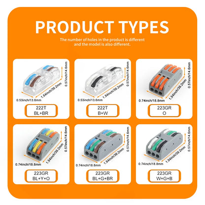 DIY GO 25PCS Universal Compact Fast BUTT Wire Connector Push-in Lever Splice Terminal Block 2/3/4/5 Pin Home LED Lighting Wiring
