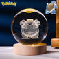 6CM Pokemon 3D Crystal Ball Figure Toy Anime Gengar Rayquaza Pikachu Lugia Vaporeon Glass Ball Model Night Light Room Decoration