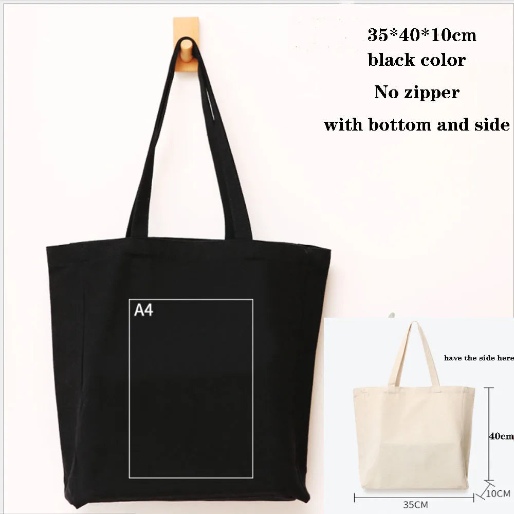 Canvas Cotton bag grocery handbag Foldable Fabric tote bag portable Storage organizer Shopping bag for woman Cloth organizer bag