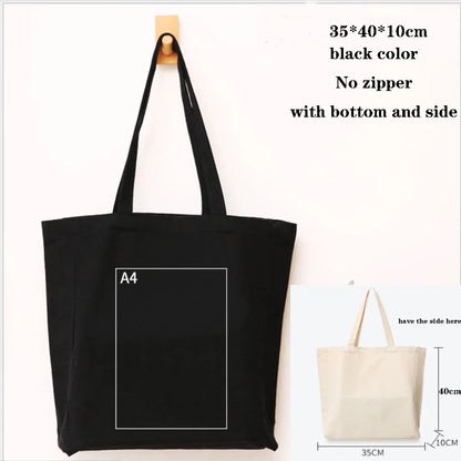 Canvas Cotton bag grocery handbag Foldable Fabric tote bag portable Storage organizer Shopping bag for woman Cloth organizer bag