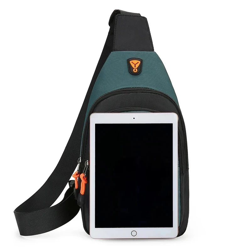 Portable Waterproof Men’s Chest Bag, Lightweight Crossbody Backpack, Black Army Green Lake Green Optional for Outdoor Daily Use