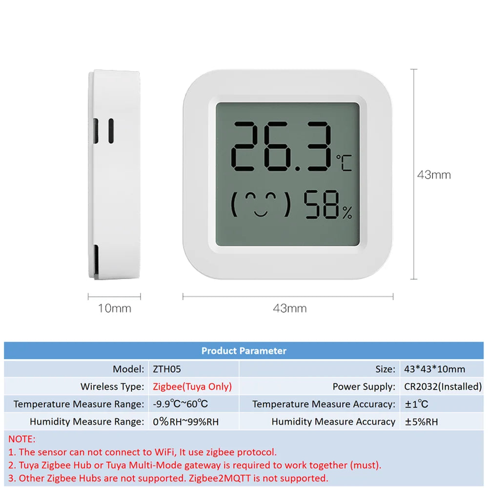 Tuya Zigbee Temperature Humidity Sensor Mini Screen Thermometer For Smart Home Automation Work with Google Home Alexa