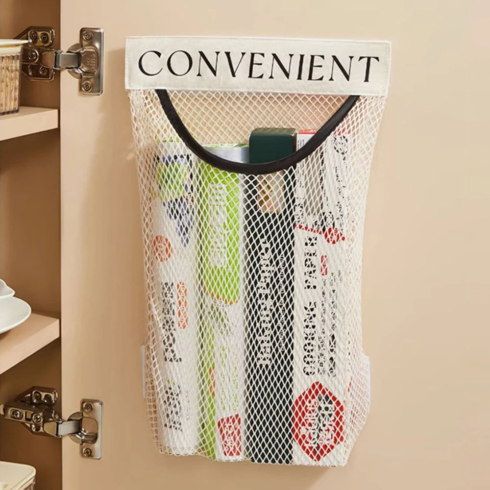 Hanging Storage Mesh Bags Kitchen Garbage Bag Storage Tools Wall-mounted Large-capacity Storage Bag Packaging Plastic Bag 1pc