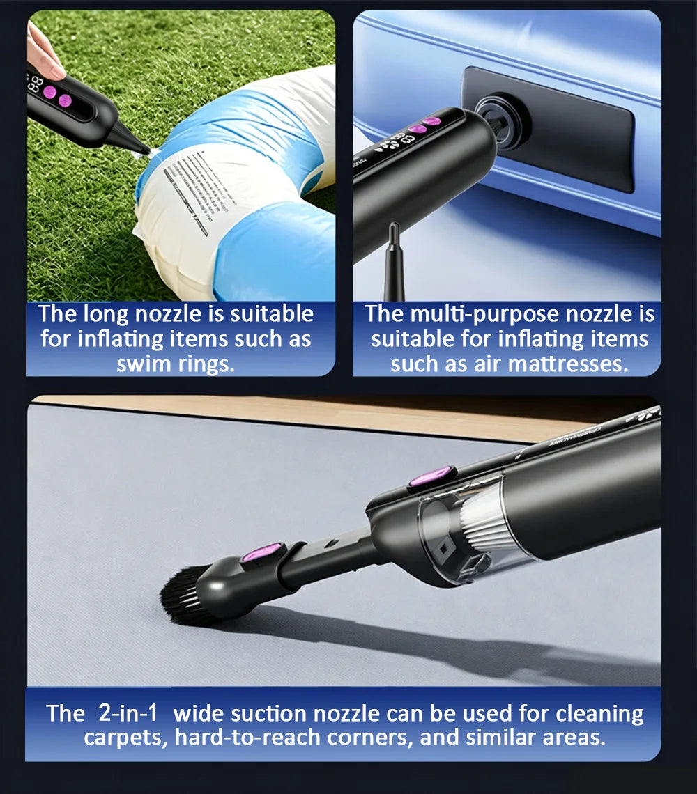 Car Vacuum Cleaner With Brushless Motor Lighting Handheld Vacuum Portable Cordless Compressed Air Duster For Car Home Office