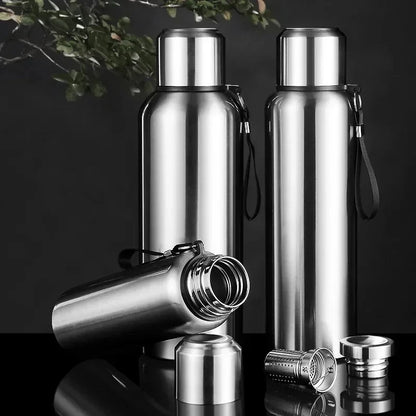 Large Capacity Cold & Hot Thermos Tumbler, Stainless Steel Insulated Water Bottle, Tea Coffee Flask Pot Travel Mug