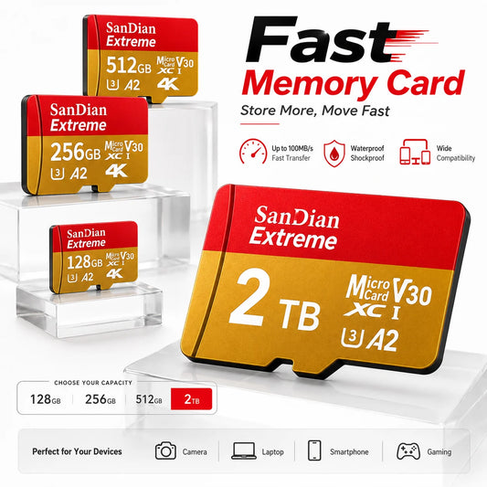 128GB Micro TF SD Card Portable Storage Card for Smartphone Tablet Camera