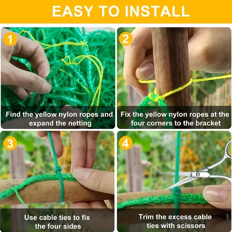 Heavy-Duty Garden Climbing Net – UV-Resistant Nylon Trellis for Cucumber, Loofah & Flowers
