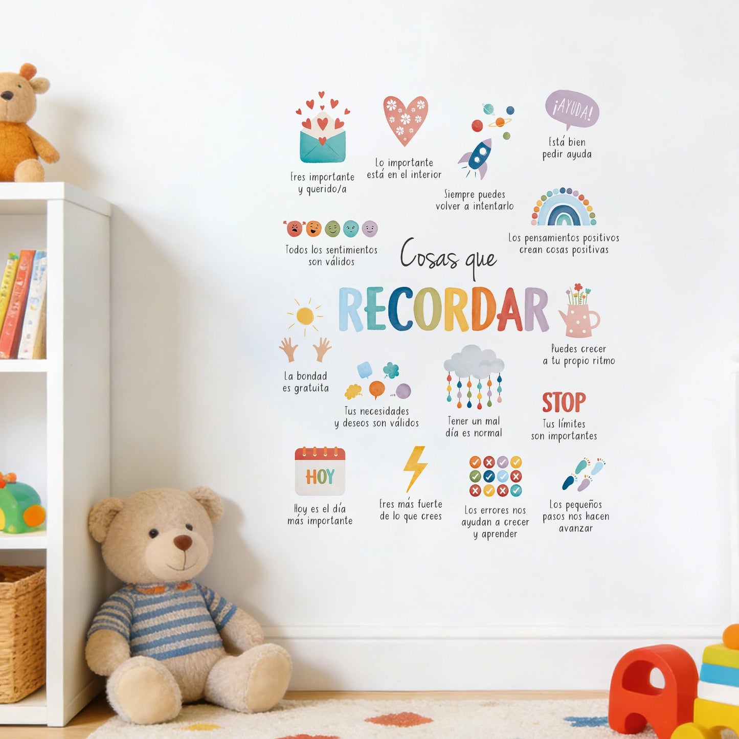 Spanish Things to Remember,Therapy Office Decor Wall Stickers for Kids Room Bedroom Nursery Home Decoration Wall Decals