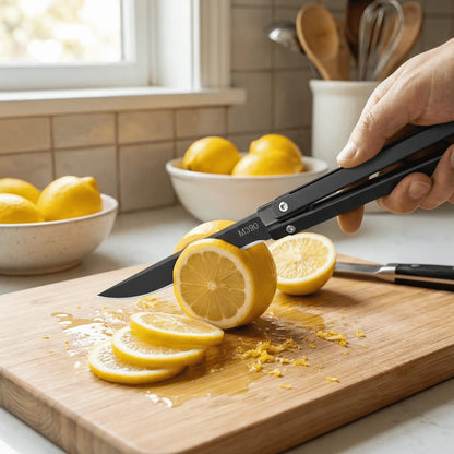 M390 Mechanical Folding Knife - Multi-Function Portable Chef Knife Kitchen Fruit Knife, Camping & Everyday Carry