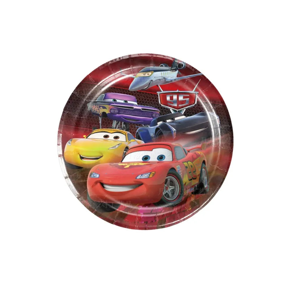 Cars Lightning McQueen Birthday Tableware Set Paper Cups Plates Tablecloth Napkins Banner Gift Bags Festive Event Essentials