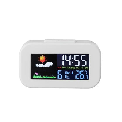 Weather Station Clock with Bright Color LCD Screen for Comprehensive Temperature and Humidity Measurement Best for Study Room
