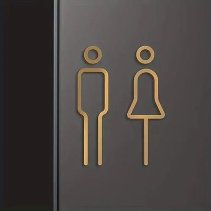 Fashion Black Gold Color Toilet Sign Plate Brass Wash Room Door Wall Label Sticker Wc Holder Signage Board