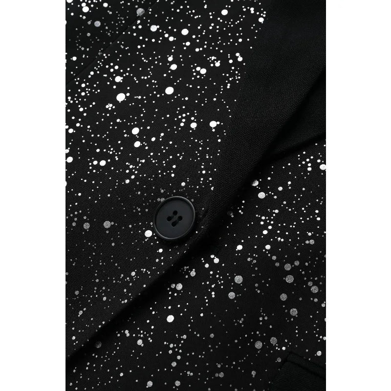 KIDWHXR Man Summer 2-piece Outfit Patchwork Short Sleeve Blazer Male Straight-leg Shorts Men Sequins Wedding Party Suit Set