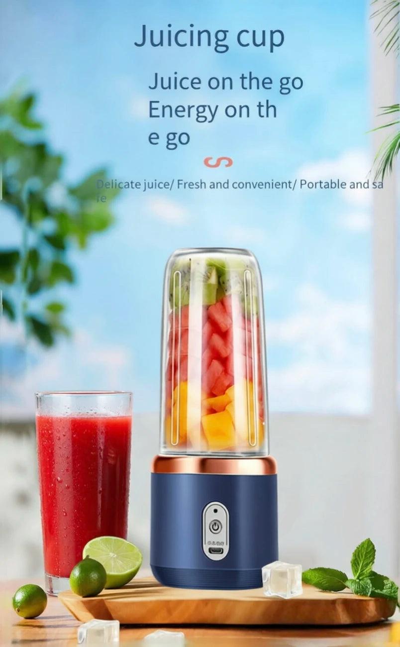 2-Cup Electric Juice Blender Mini Wireless Portable Home USB Rechargeable 6-Blade Gift Juice Cup Multifunctional Juicer