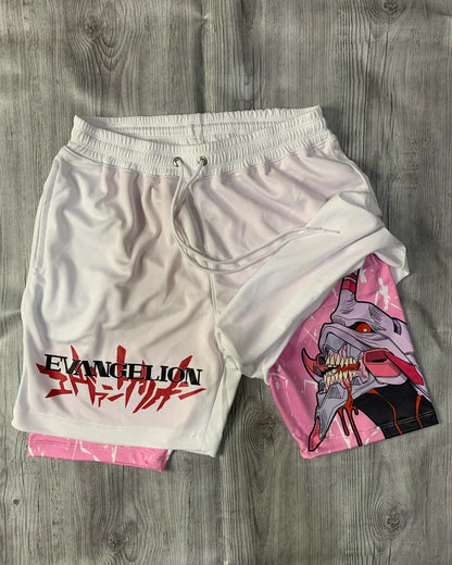 2026 Summer Genesis Evangelion Men's Cosplay Shorts Double-layer Two-in-one Shorts Quick-drying Fake Two-piece Unisex Shorts