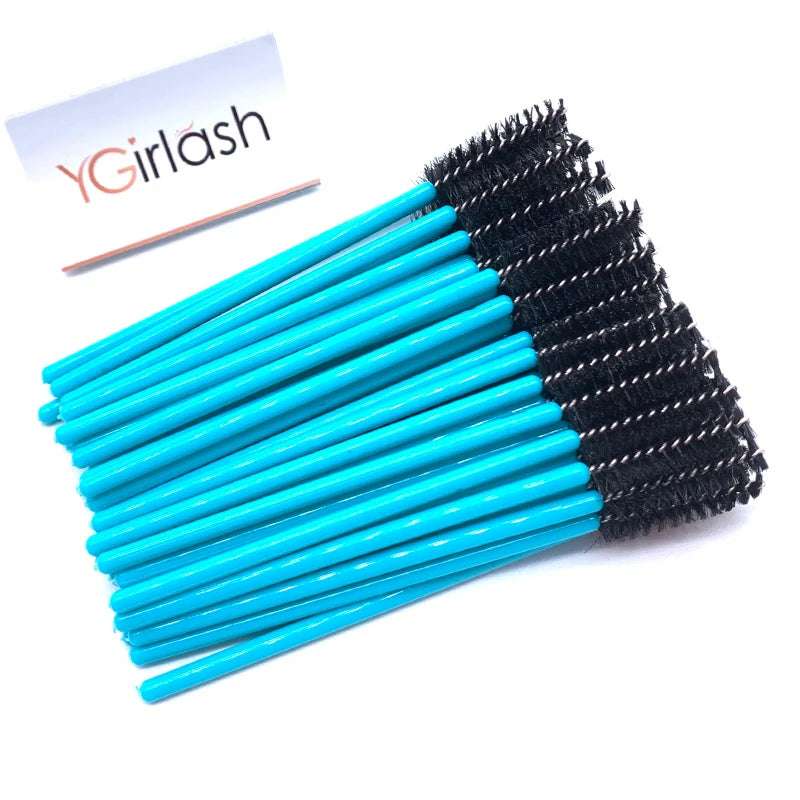 50 Pcs Shiny Crystal Eyelash Applicator Disposable Diamond Handle Nylon Two Colors Mascara Wands Spoolies Pink Brushes