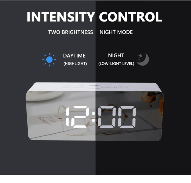 Digital Alarm Clock LED Electronic Desktop Clock with Temperature for Bedroom Home Office Teens Kids