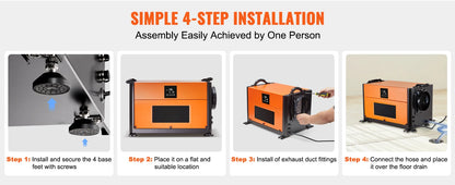 SucceBuy  Commercial Dehumidifier with Drain Hose for Crawl Spaces Basements Warehouse & Job Sites Large Capacity Dehumidifier