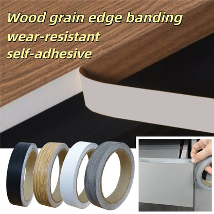 1pc 10mX1/1.5/2cm Wood Grain PVC Edge Banding Tape, Self-Adhesive Peel and Stick Furniture Edge Trim for Cabinets, Tables