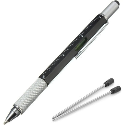 Multifunction Tech-Tool Pen with Ballpoint Pen Touch Screen Stylus Ruler Spirit Level Flat-head and Phillips Screwdriver - Idea