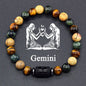 12 Zodiac Constellation Signs Bracelets for Men Women Real Natural Tiger Eye Stone Bead Bracelet Leo Taurus Charm Couple Jewelry
