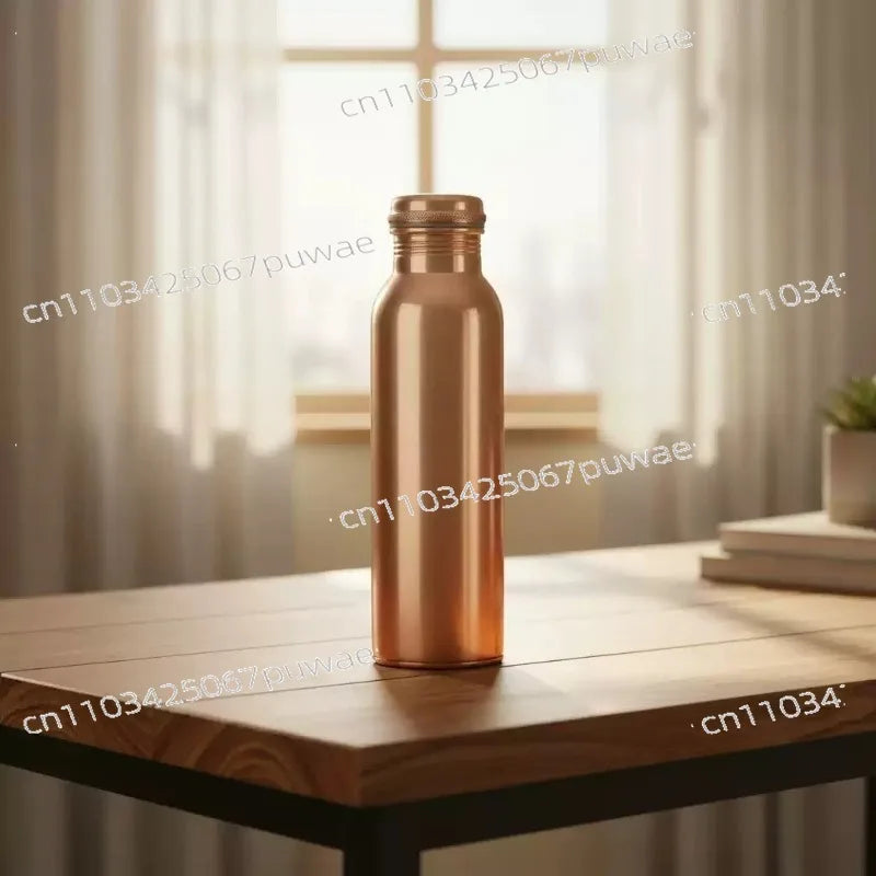 Pure Copper Handmade Water Bottle Metal Canteen Vessel for Yoga Outdoor Sports