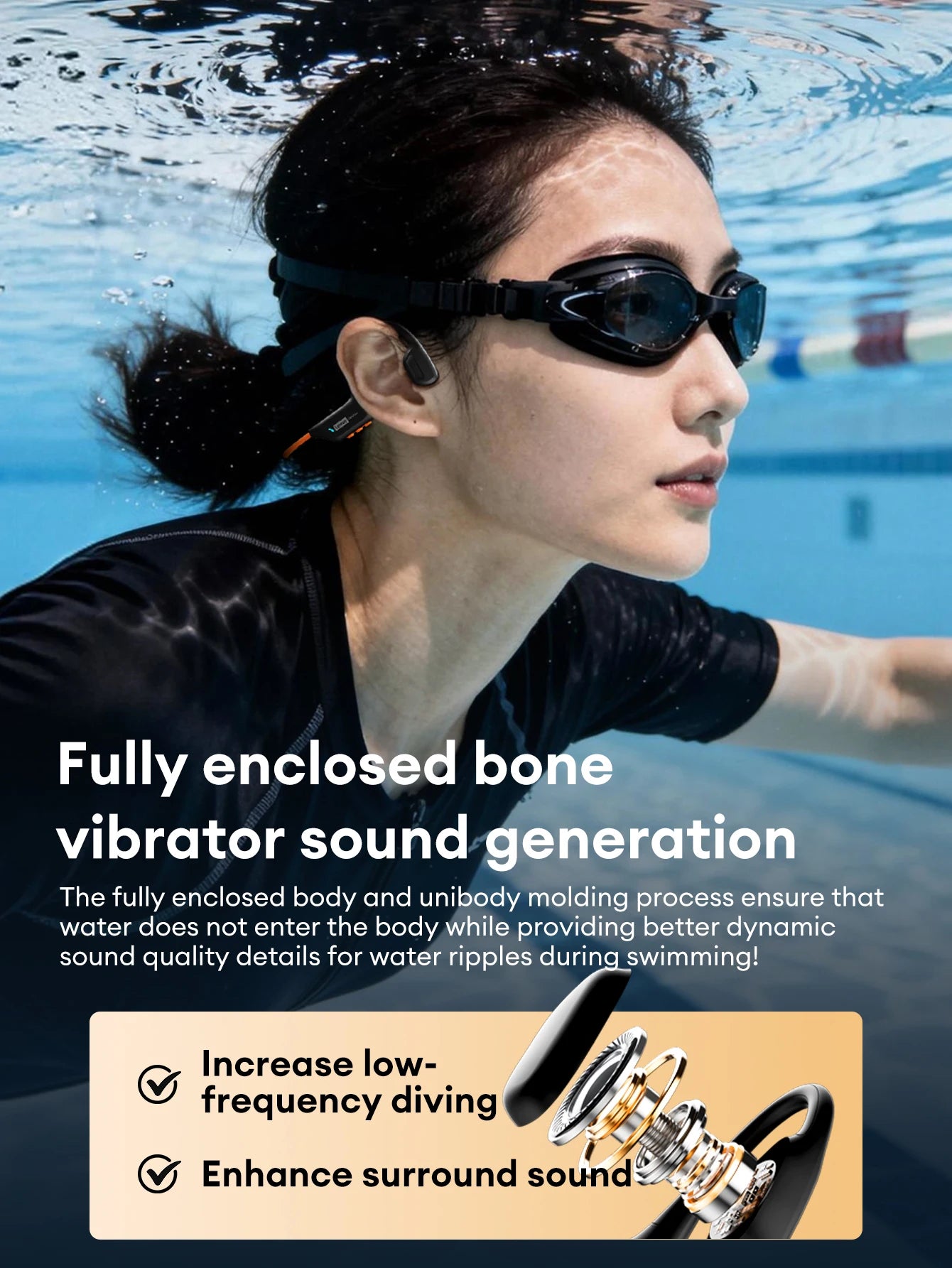 Lenovo S106 True Bone Conduction Wireless Earphones Bluetooth 6.0 IPX8 Swimming Headphones Waterproof Sports Cycling Headset New