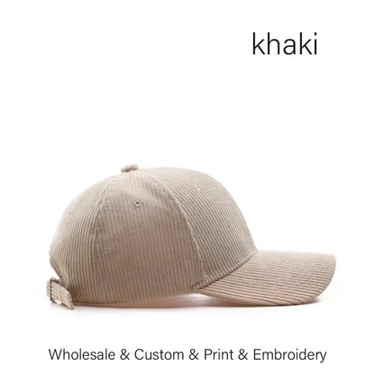 SLECKTON Custom Baseball Cap for Women and Men Fashion Design Brand LOGO Letter Embroidery Hats Corduroy Hats Unisex Wholesale