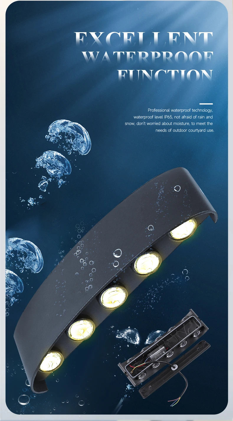 LED Wall Lamp AC110-265 IP65 Outdoor Waterproof Aluminum Wall Light Up Down luminous lighting Indoor  Stair Garden Sconce Light