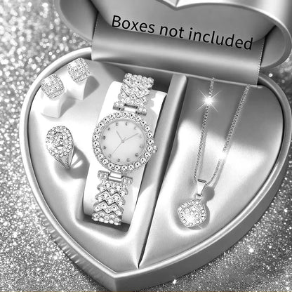 2026Fashion Roman pattern diamond inlaid women's watch quartz watch bracelet women's watch set