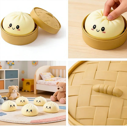 2026 Hot Sale Blind Box Colorful Simulated Steamed Bun Squishy with Box Dumplings Sensory Squeeze Toy for Stress Relief