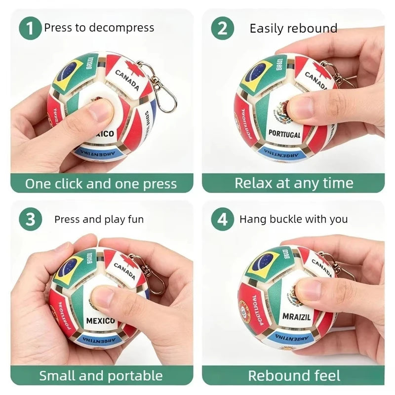 Soccer Ball Fidget Button Keychain Clicky Stress Relief Toy 3D Soccer Football Sport Ball for Men Women Car Key Handbag Gift