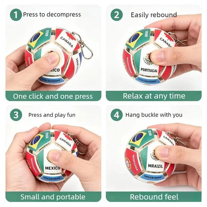 Soccer Ball Fidget Button Keychain Clicky Stress Relief Toy 3D Soccer Football Sport Ball for Men Women Car Key Handbag Gift