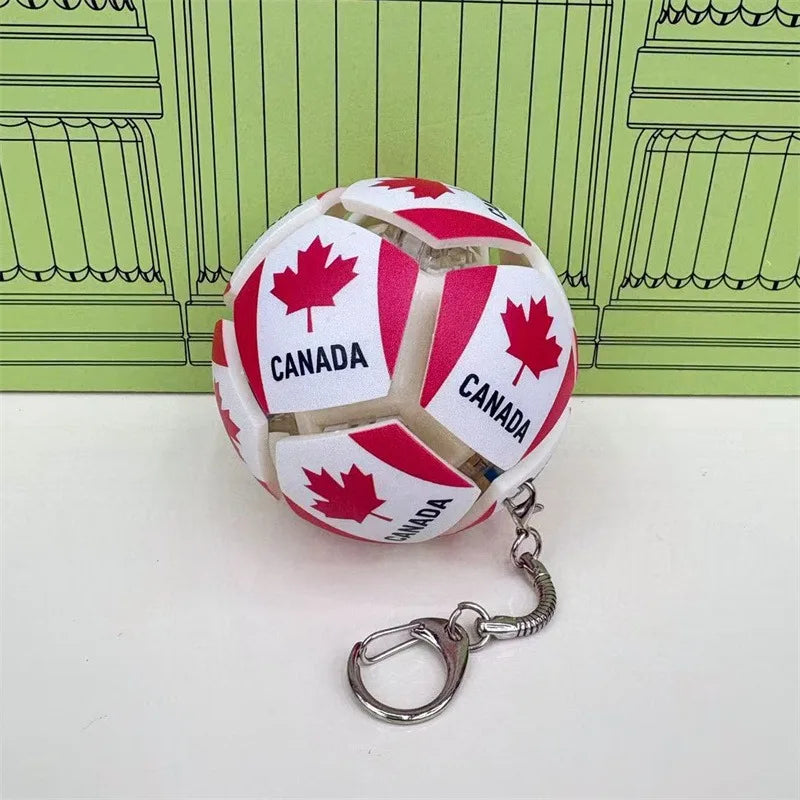 USA Mexico Canada All Country Flag Football Keychain Fidget Stress Ball Squishy Decompression Toy Anxiety Relief Fan Souvenir