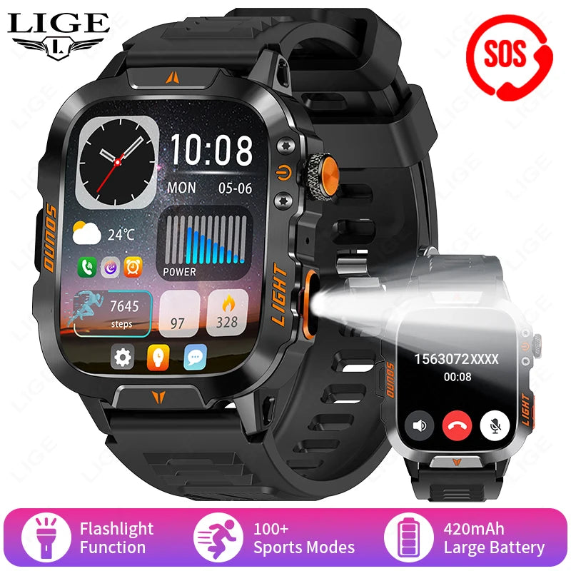 2026 AI Głos Mężczyźni Smartwatch Wojskowy Monitor Zdrowia Bezprzewodowe Połączenia Fitness Wodoodporny Sportowy Smartwatch dla Telefonów z iOS i Androidem