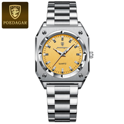 POEDAGAR Square Luxury Ladies Watch Waterproof Stainless Steel Luminous Fashion Woman Watch Elegant Quartz Women's Watches Reloj