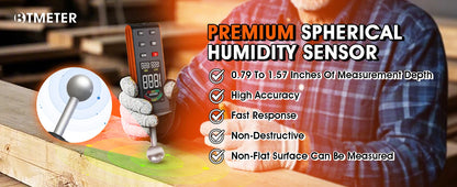 BTMETER Wood Moisture Meter - Pinless Moisture Detector Measur Depth 20-40mm Non-Destructive Moisture Tester with Masonry