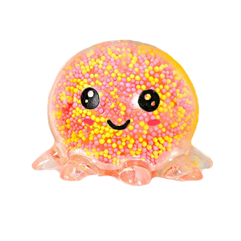 Glow Octopus Squeeze Stress Ball Transparent Foam Bead Fidget Toy Portable Pocket Anxiety Relief Desktop Adult Decor Unique Gift