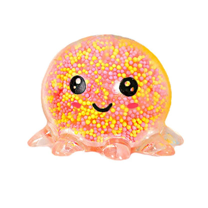 Glow Octopus Squeeze Stress Ball Transparent Foam Bead Fidget Toy Portable Pocket Anxiety Relief Desktop Adult Decor Unique Gift
