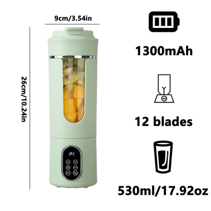 New Upgrade 530ml Wireless Portable Juicer Cup 7.4V 12 Stainless Steel Blades 4 Speed Gears USB Rechargeable Ice Crusher Mini El