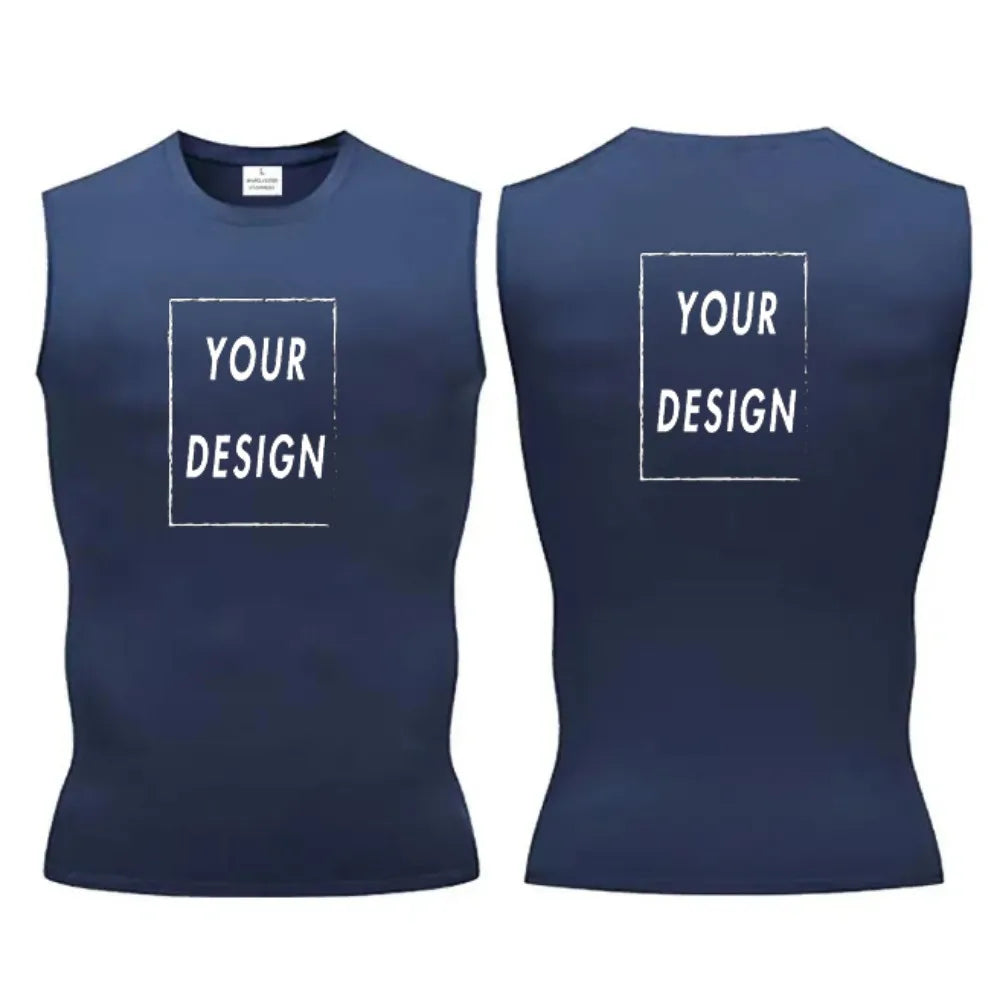 elastic sleeveless running Gym men's and women's free custom logo compression vest, quick drying sports sleeveless T-shirt
