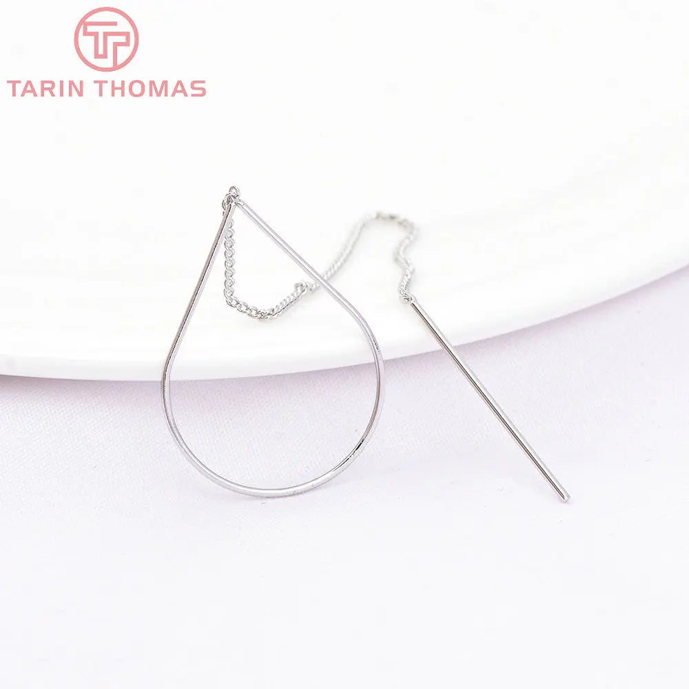 (6669)6PCS 11CM 24K Gold Color Plated Extended Chain Stud Earring Line High Quality Jewerly Making  Jewelry Findings Accessories