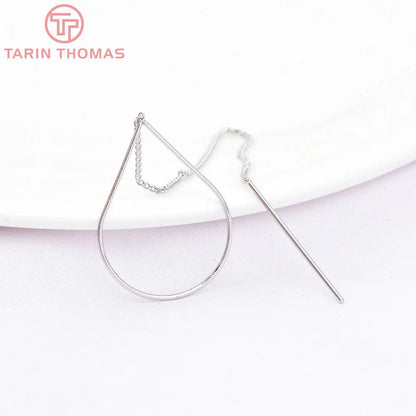 (6669)6PCS 11CM 24K Gold Color Plated Extended Chain Stud Earring Line High Quality Jewerly Making  Jewelry Findings Accessories