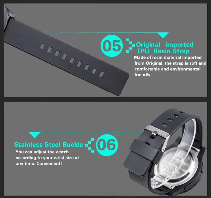 Men Sport Watch Multifunction Military Sports Watch Waterproof Luminous LED Digital Kids Watch Big Dial Student Electronic Watch